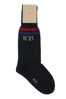 Высокие темно-синие носки с отделкой No21