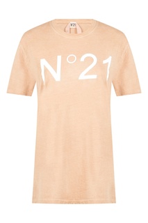 Бежевая футболка с логотипом No21