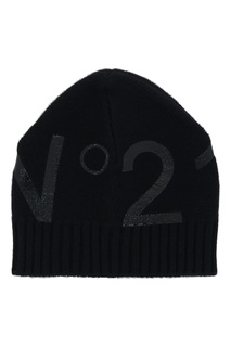 Черная шапка с блестящим логотипом No21