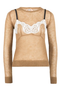 Коричневый джемпер с отделкой No21