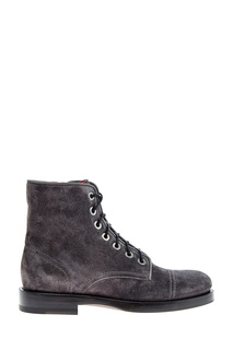 Темно-серые ботинки из замши Santoni