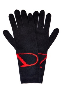 Черные перчатки с яркой монограммой Valentino