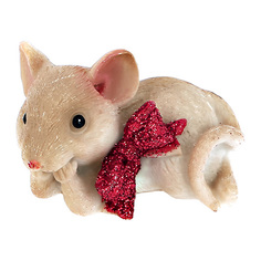 Фигурка декоративная ARTS Крыса с красным глитерным бантом