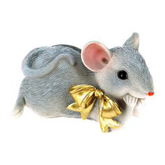 Фигурка декоративная ARTS Серая крыса с золотым бантом