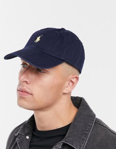 Выбеленная синяя бейсболка с белым логотипом Polo Ralph Lauren-Голубой