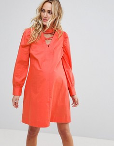 Платье мини с решетчатой отделкой ASOS Maternity PETITE-Оранжевый