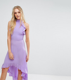 Платье миди с запахом и оборками John Zack Tall-Фиолетовый цвет