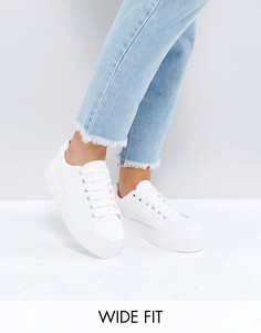 Кроссовки для широкой стопы на толстой подошве и шнуровке ASOS DESIGN - Day Light-Белый