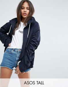 Дождевик с контрастными шнурками ASOS TALL-Темно-синий