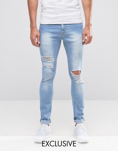 Светлые облегающие рваные джинсы Brooklyn Supply Co.-Синий