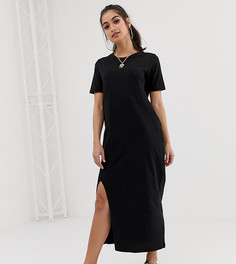 Платье-футболка макси ASOS DESIGN Petite-Черный