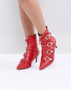 Красные кожаные ботильоны на каблуке-рюмочке Carvela-Красный