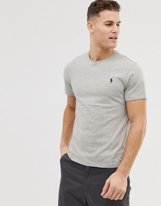 Серая однотонная футболка с круглым вырезом Polo Ralph Lauren-Серый