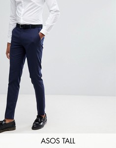 Темно-синие строгие брюки зауженного кроя ASOS DESIGN Tall-Темно-синий