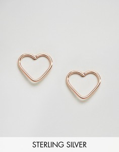 Серьги-гвоздики цвета розового золота в виде сердечек Kingsley Ryan-Золотой