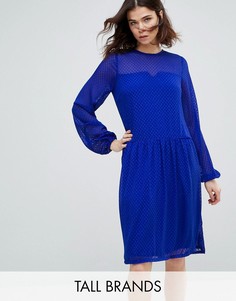 Свободное фактурное синее платье миди Y.A.S Tall-Синий