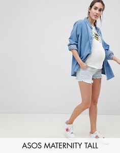 Светлые джинсовые шорты ASOS DESIGN Maternity Tall Alvey-Синий