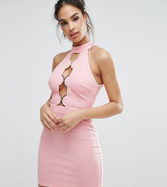 Платье с высокой горловиной и вырезами с металлической отделкой Ginger Fizz-Розовый
