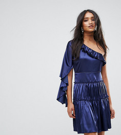 Платье мини на одно плечо с оборками Lioness-Темно-синий