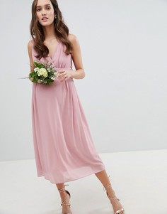 Платье миди с запахом и поясом TFNC Maternity Bridesmaid-Розовый