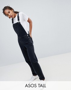 Черный выбеленный джинсовый комбинезон ASOS DESIGN Tall