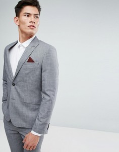 Приталенный серый пиджак в клетку Burton Menswear