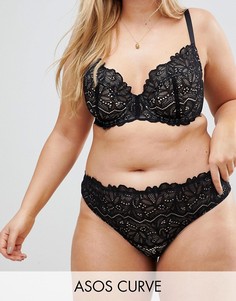 Стринги из цветочного кружева ASOS CURVE Amelia-Черный