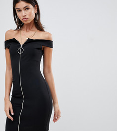 Эксклюзивное платье на молнии с открытыми плечами Missguided-Черный