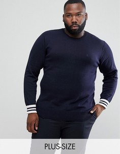 Трикотажный джемпер с круглым вырезом и контрастными манжетами French Connection PLUS-Темно-синий