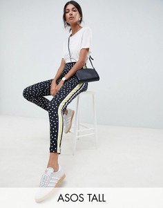 Брюки галифе в горошек и с полосками ASOS TALL-Черный