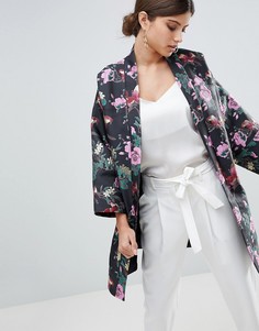 Жаккардовая куртка в стиле кимоно с цветочным принтом ASOS-Многоцветный