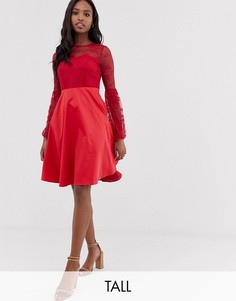Красное платье мини с кружевным топом Y.A.S Tall-Красный
