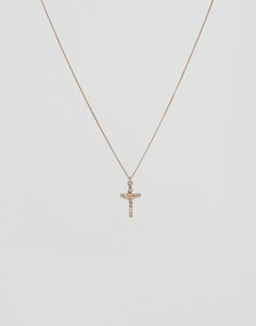 Золотистое ожерелье с подвеской-крестиком Chained & Able-Золотой