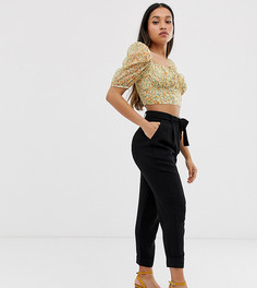 Брюки-галифе с поясом оби ASOS DESIGN Petite-Черный