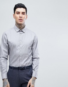 Однотонная поплиновая рубашка узкого кроя Process Black-Серый