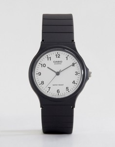 Аналоговые часы в стиле унисекс с резиновым ремешком Casio MQ-24-7BLL-Черный цвет