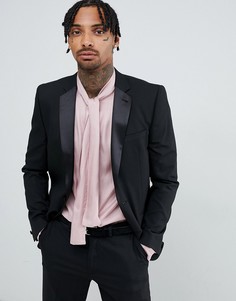 Черный облегающий пиджак-смокинг ASOS DESIGN-Черный цвет