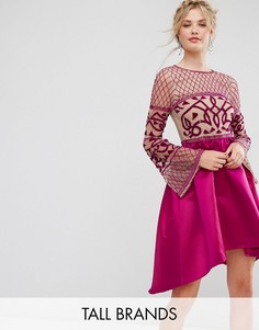 Платье миди с асимметричной юбкой Maya Tall-Розовый