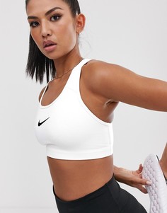 Белый бюстгальтер средней поддержки с логотипом-галочкой Nike Training