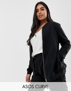 Черный трикотажный бомбер ASOS DESIGN Curve ultimate