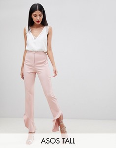 Брюки слим с клешем ASOS TALL Tailored-Розовый