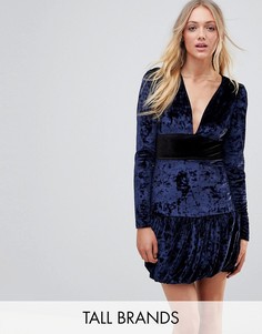 Бархатное платье мини с оборкой Vero Moda Tall-Темно-синий