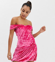 Бархатное платье мини с открытыми плечами Vero Moda Petite-Розовый