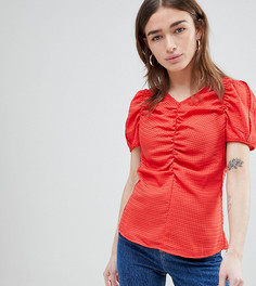 Блузка с пышными рукавами и сборками Lost Ink Petite-Красный