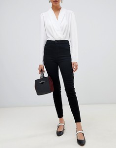 Черные джинсы скинни с завышенной талией River Island Harper-Черный