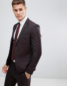 Темно-фиолетовый приталенный шерстяной пиджак River Island-Красный