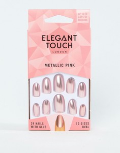 Розовые накладные ногти металлик Elegant Touch-Розовый