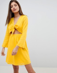 Платье мини с вырезами Noisy May-Желтый