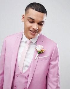 Розовый приталенный пиджак из 100% шерсти ASOS DESIGN Wedding
