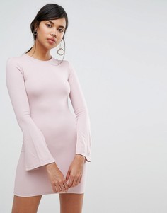 Трикотажное платье мини с длинными рукавами Ivyrevel-Розовый цвет